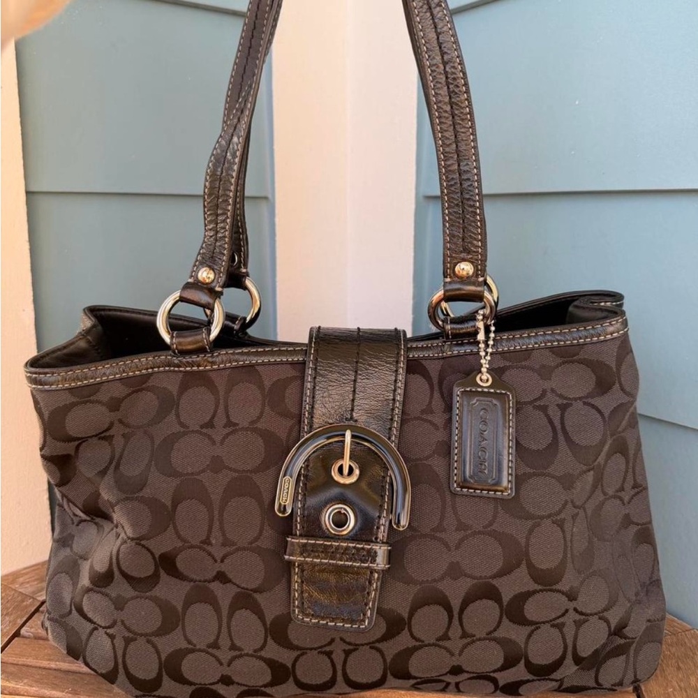 Coach Dark Brown Signature Shoulder Bag